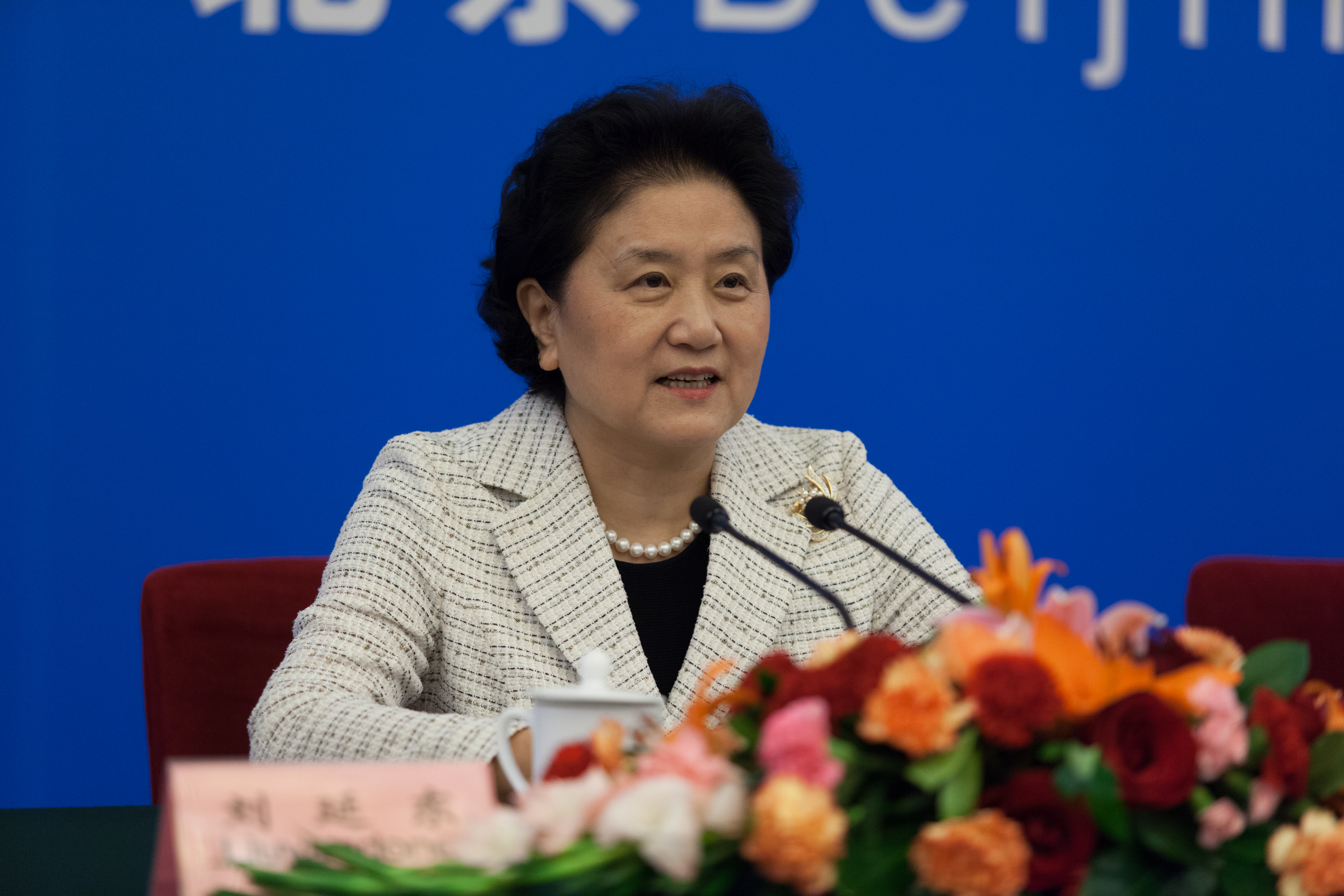 国务委员、国务院妇女儿童工作委员会主任刘延东在纪念中国参加联合国《儿童权利公约》20周年活动中讲话。