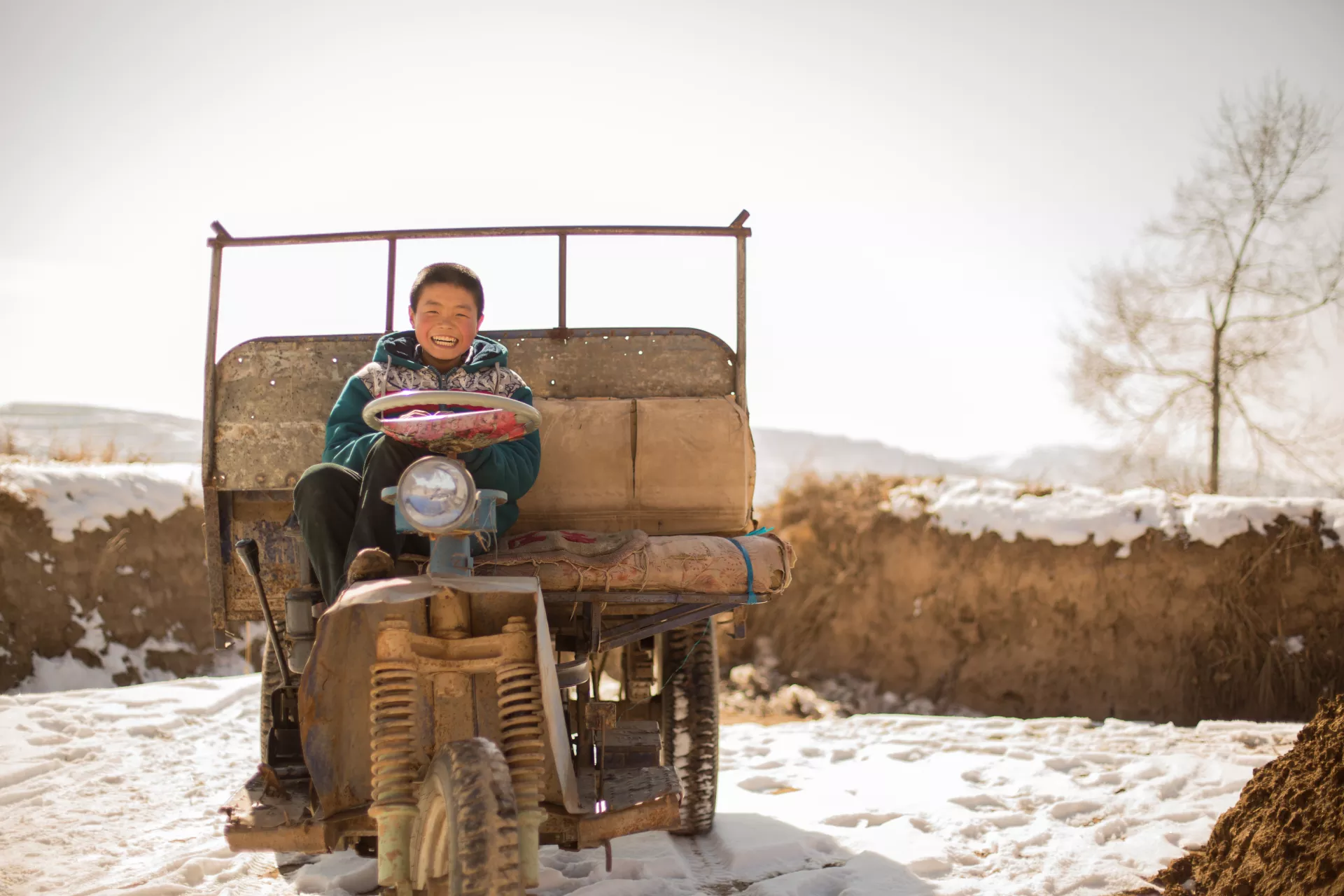 A boy is photographed in Lintao, Gansu Province.
