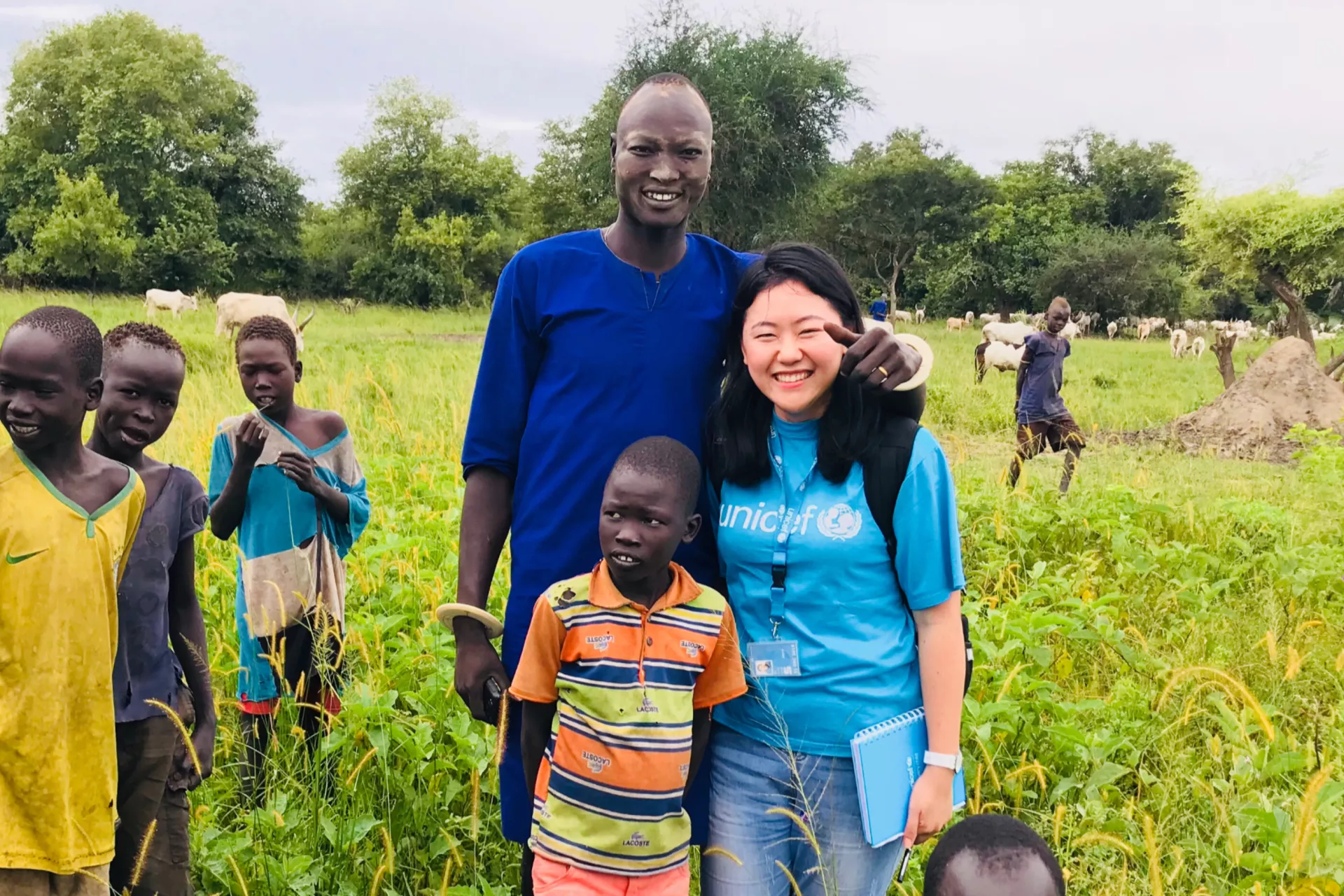 Yiming, an Education Officer on field mission, visits the Pulchuk Cattle Camp located in some remote area in the Lakes State of South Sudan.