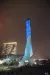 2020年11月20日，在湖南省长沙市，滨江文化园景观塔以蓝色点亮，庆祝世界儿童日。中国14个城市用象征儿童友好的蓝色灯光点亮了当地标志性建筑物，庆祝2020年世界儿童日。