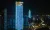2023年11月20日，浙江温州的建筑物以蓝色灯光点亮，庆祝世界儿童日。
