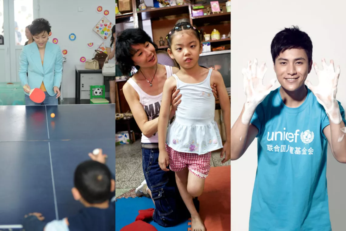 In China, UNICEF has appointed Yang Lan, Maggie Cheung and Chen Kun as its Ambassadors.