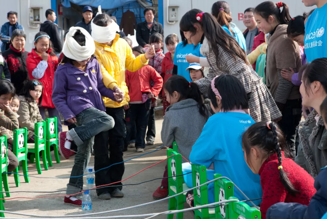 Working with government counterparts, UNICEF set up 40 Child Friendly Spaces to provide long-term psychosocial support after the 2008 earthquake.