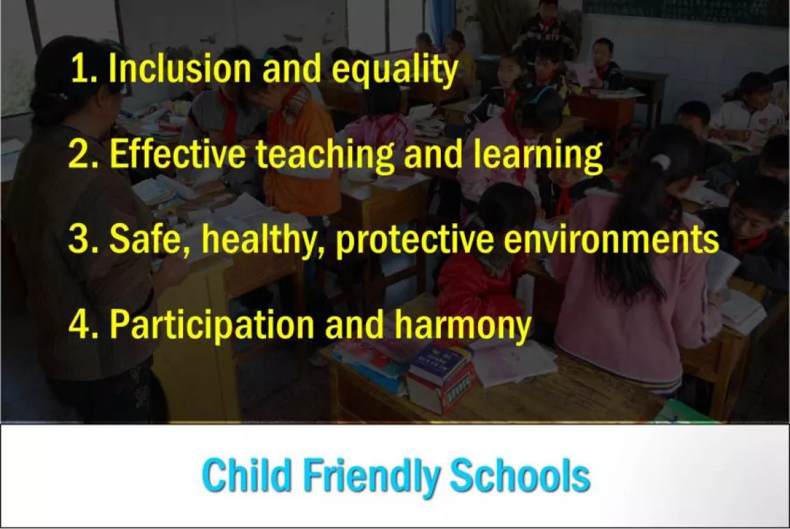 The four dimensions are:Inclusion and equality, Effective teaching and learning, Safe, healthy and protective environments and Participation and harmony.