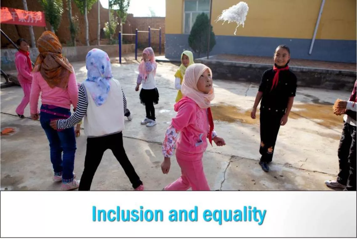 Inclusion and equality means that all children in the school receive the same treatment, gender balance, no favoritism, respect for every form of diversity and protection of all children’s rights.