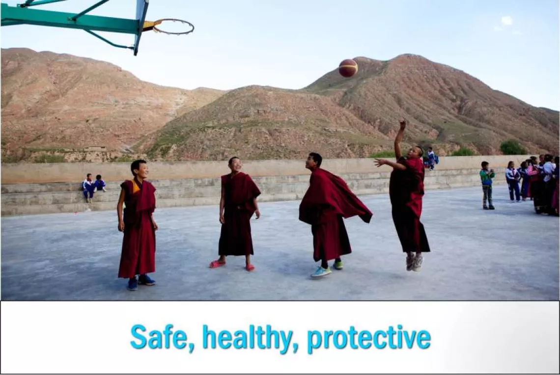 Safe, healthy and protective environments means creation of a physical space that is sanitary and hygienic, conducive for learning, where the school respects and maintains the environment and where quality physical education takes place.