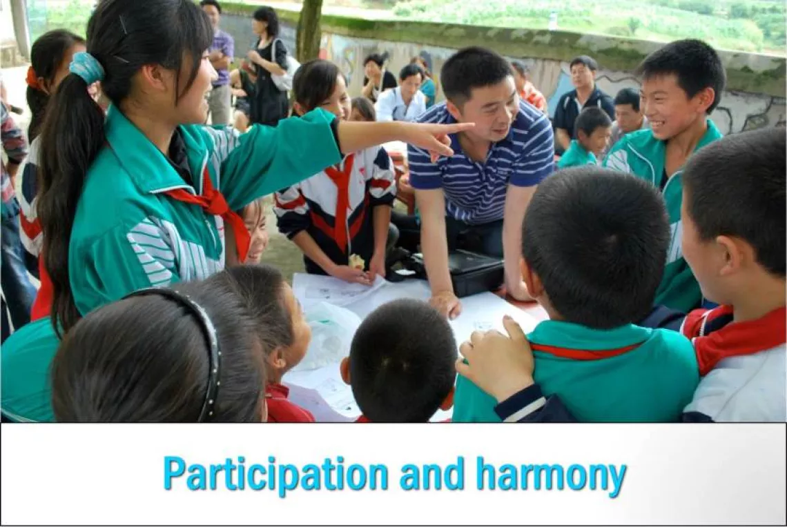 Participation and harmony means that students’ points of view are taken into consideration, teachers and students work interactively and parents and family are involved in school life.
