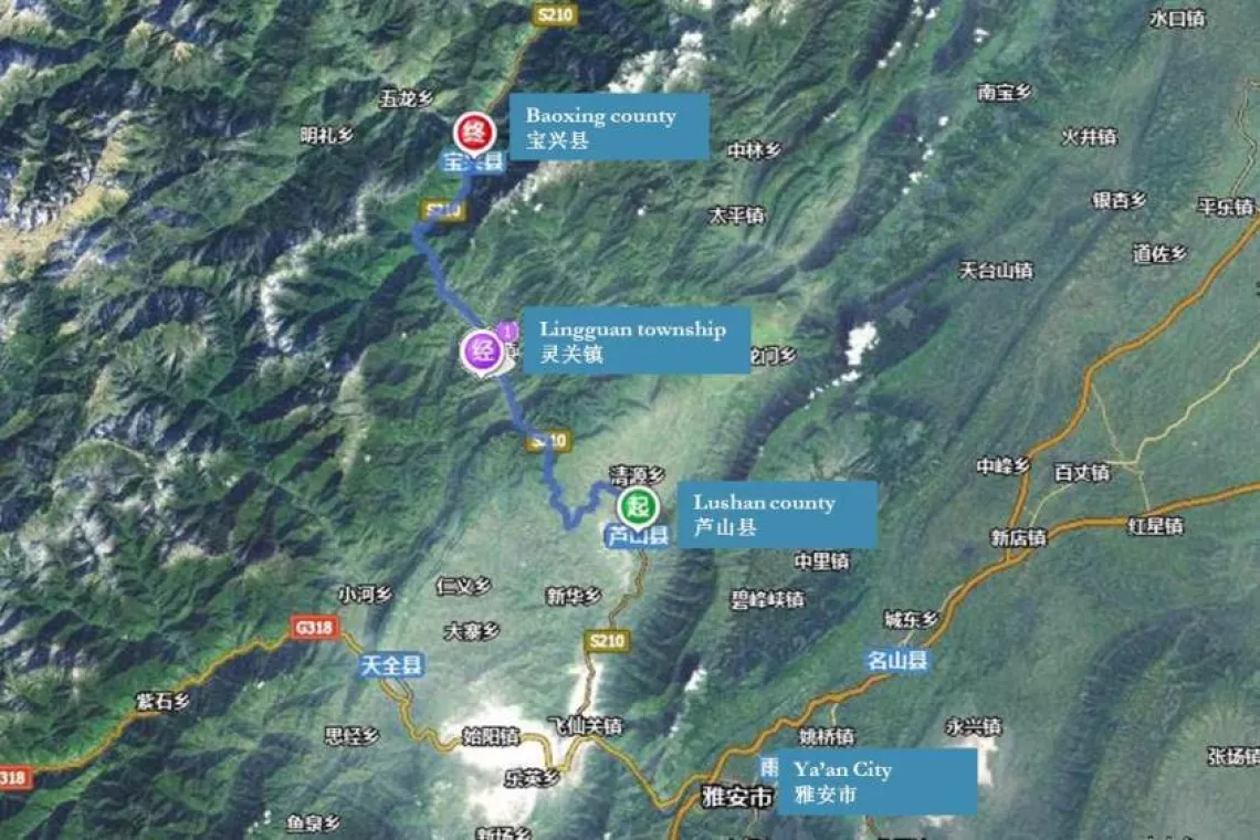 Map of the earthquake area