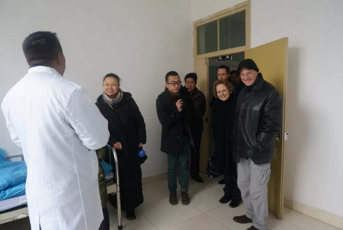 Daniel Toole (1st from left), UNICEF Regional Director for East Asia and the Pacific, visits Zhuhe Township Hospital in Zhaojue County, Liangshan, Sichuan Province, China on January 14, 2015.