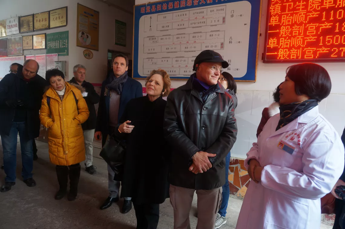 Daniel Toole, UNICEF Regional Director for East Asia and the Pacific, and UNICEF China staffers visit the Zhaojue County Maternal Child Health Hospital in Zhaojue, Liangshan, Sichuan Province, China on January 14, 2015.