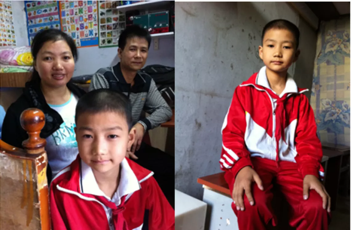 Zheng Yang, 9-year-old, comes from Sichuan Province.