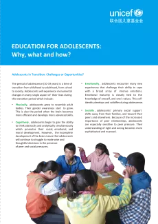 EDUCATION FOR ADOLESCENTS: Why, what and how?
