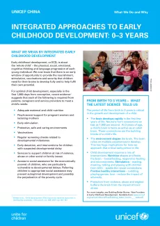 INTEGRATED APPROACHES TO EARLY CHILDHOOD DEVELOPMENT 0–3 YEARS