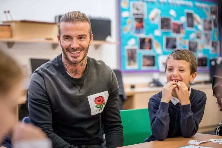 UNICEF Goodwill Ambassador David Beckham visits Kentish Town C of E Primary School, London, on 20 November 2017, to celebrate World Children’s Day. 