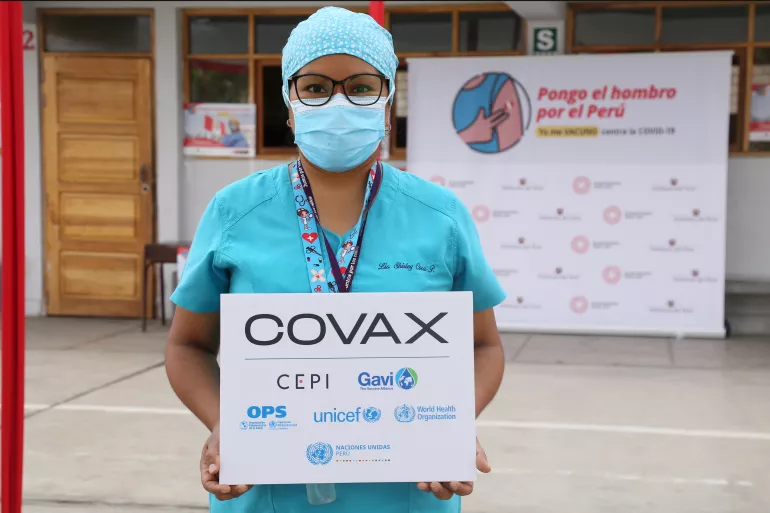 Older adults started to receive COVID-19 vaccines at a vaccination site in the district of San Martín de Porres in Lima, Peru on 24 March 2021. 